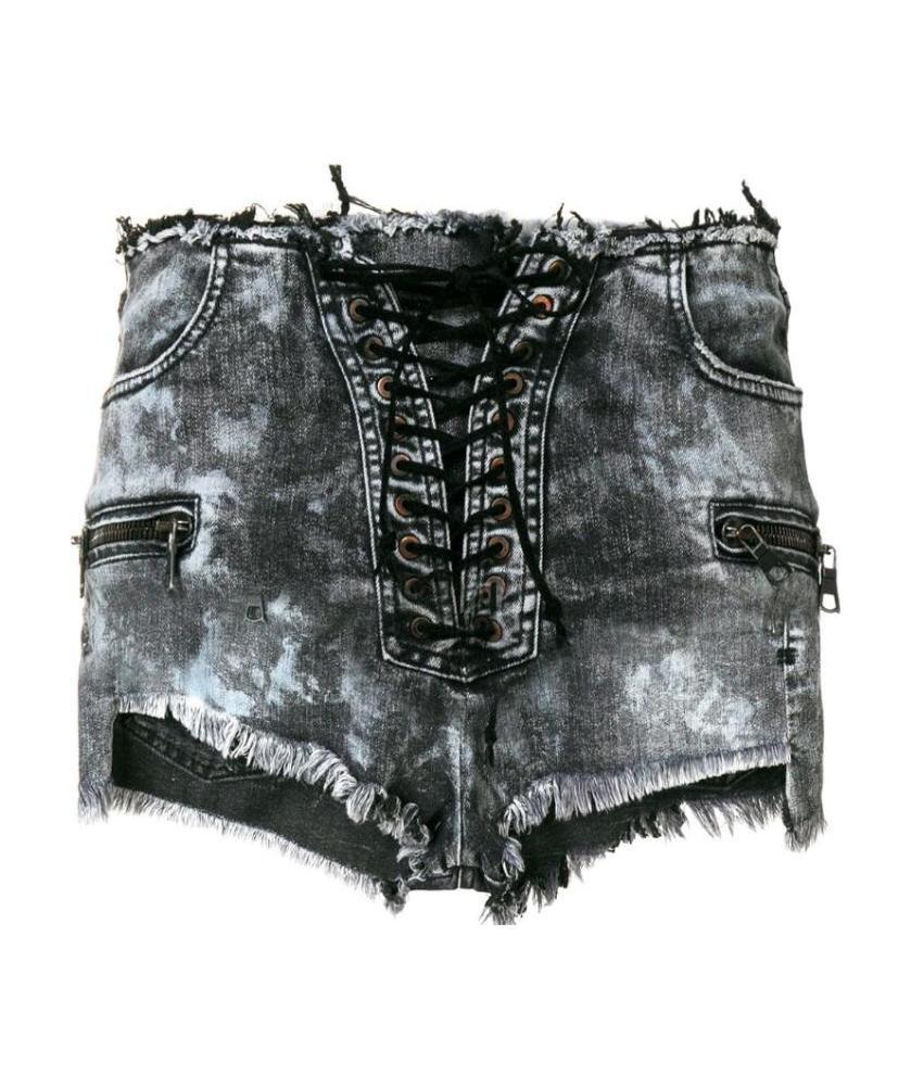 Ben Taverniti Unravel Project Black Retro Trimmed Denim Shorts