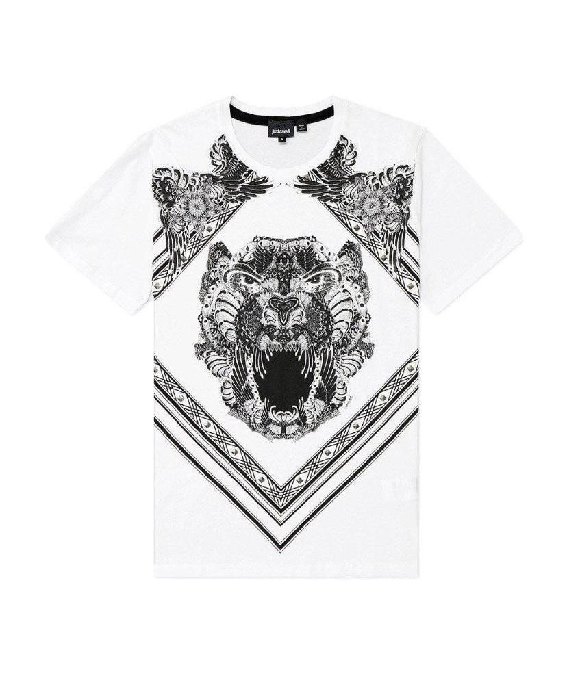 Just Cavalli T-shirt With Round Neck And Short Sleeves In White