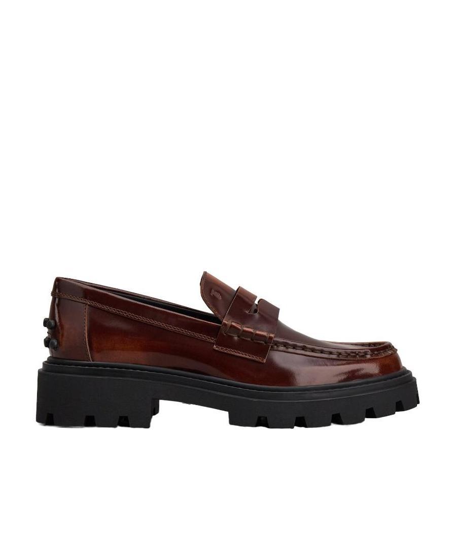 Tod's Platform Leather Penny Loafers In Black