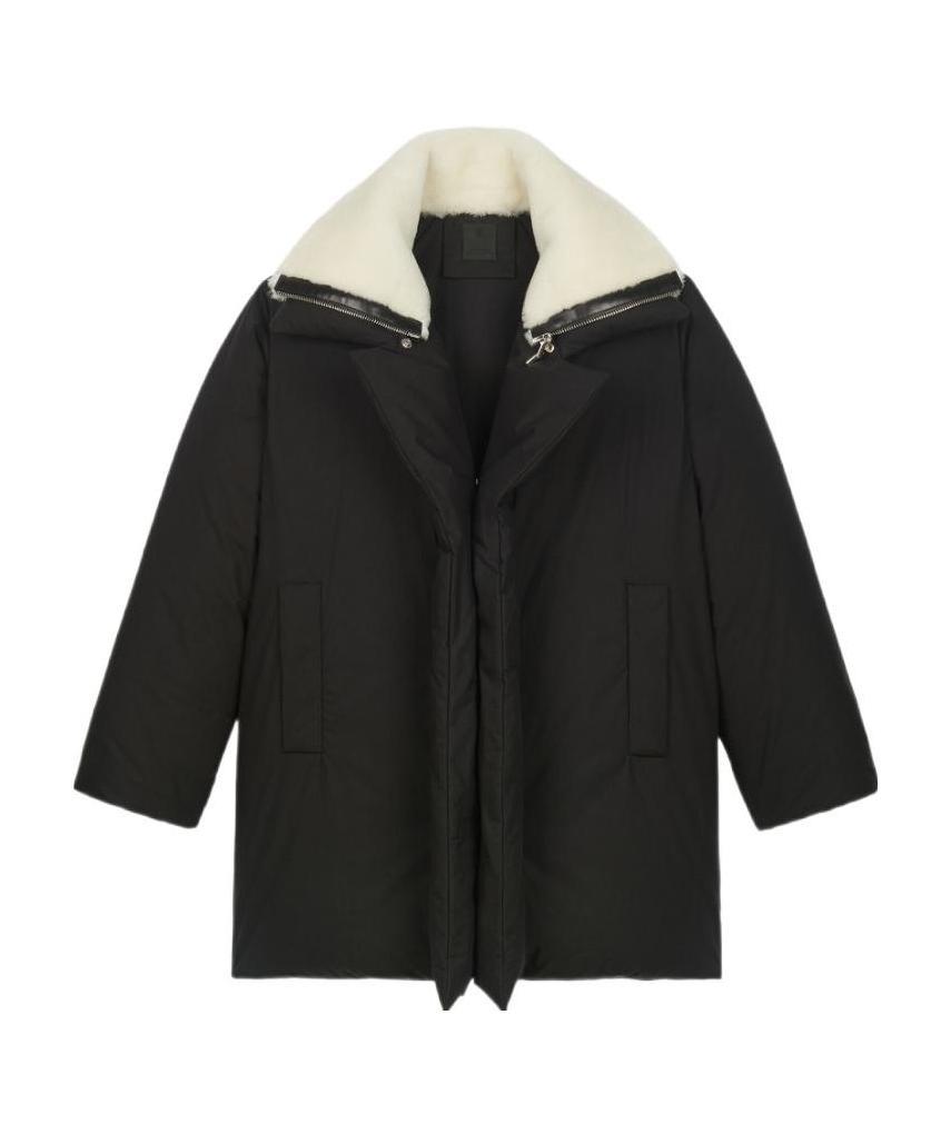 Givenchy Cotton Down Jacket With Shearling Collar In Black