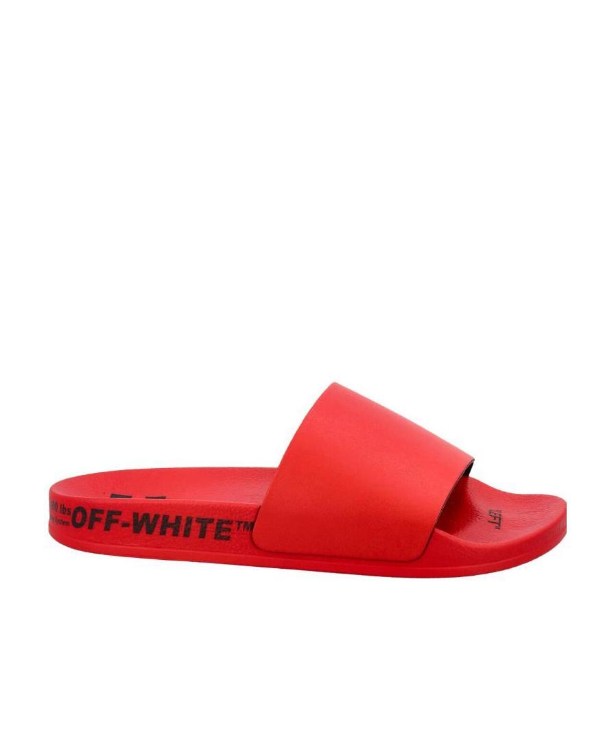 Off-white Industrial Logo Slides In Red
