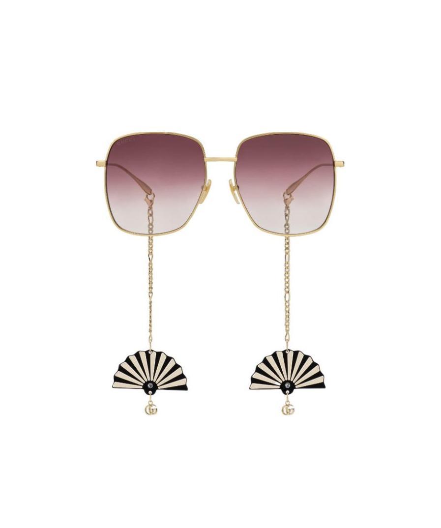 Gucci Charm-detail Square-frame Sunglasses In Nude