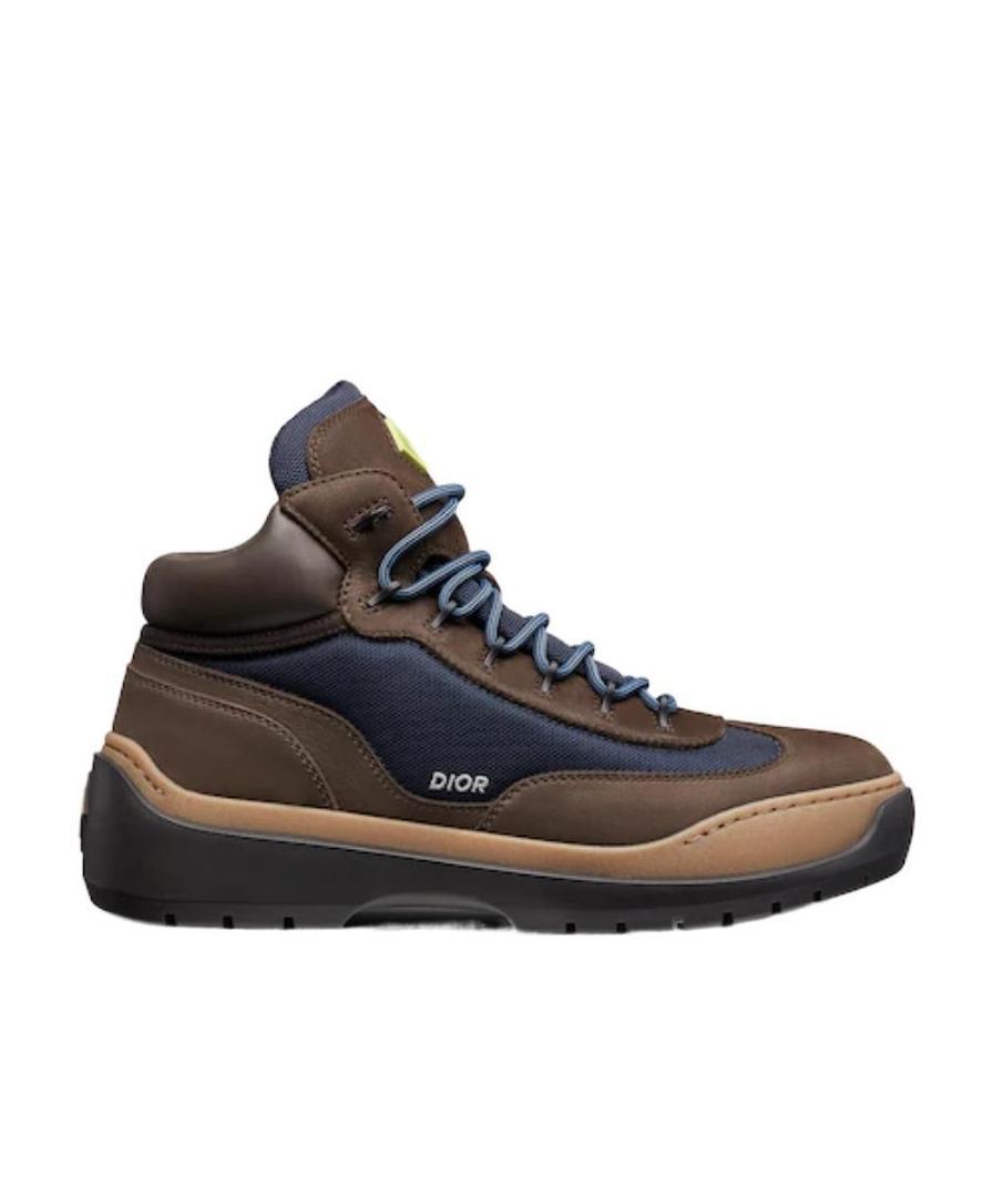 Dior Logo Round Head Lacing Splicing Boots In Green