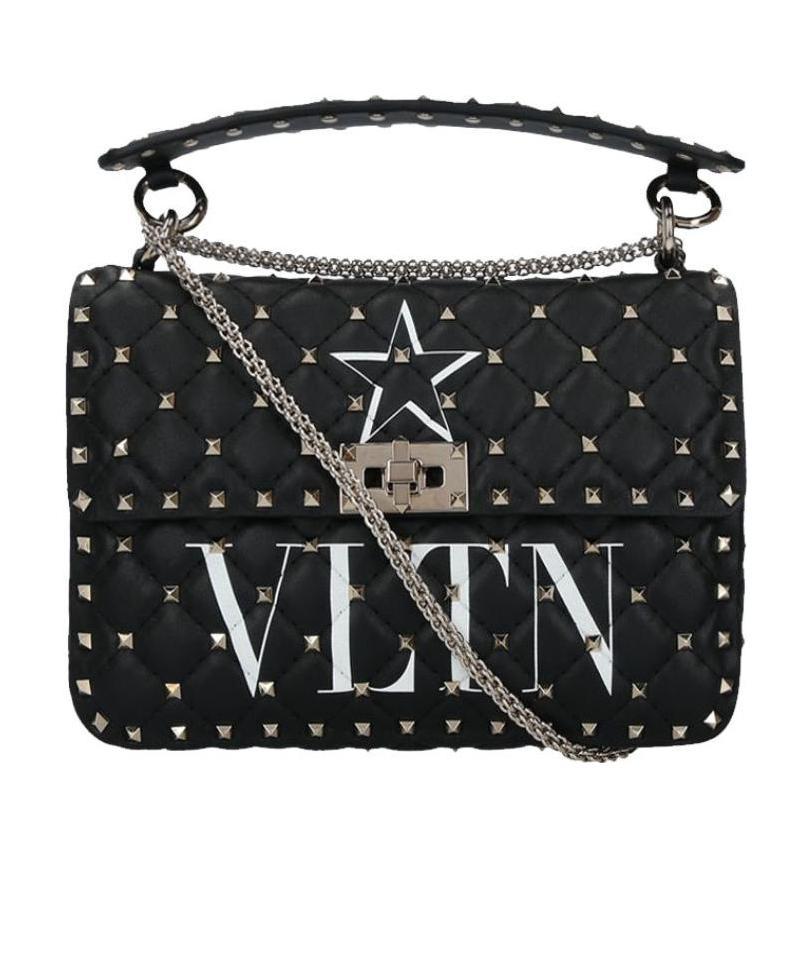 Valentino Vltn Spike Tote Bag In Black