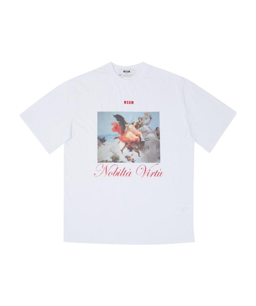 Msgm Printed Short-sleeved T-shirt In White