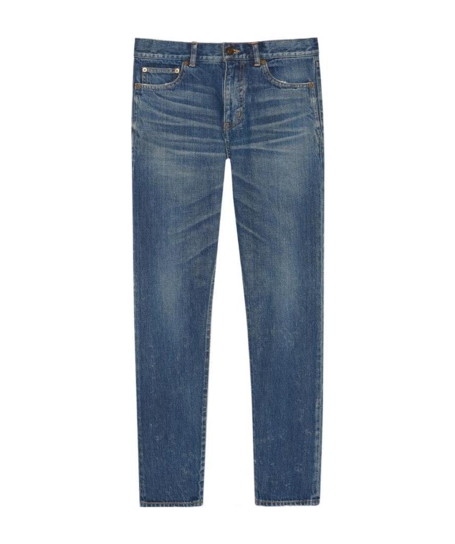 Saint Laurent High-waisted Straight-leg Jeans In Blue