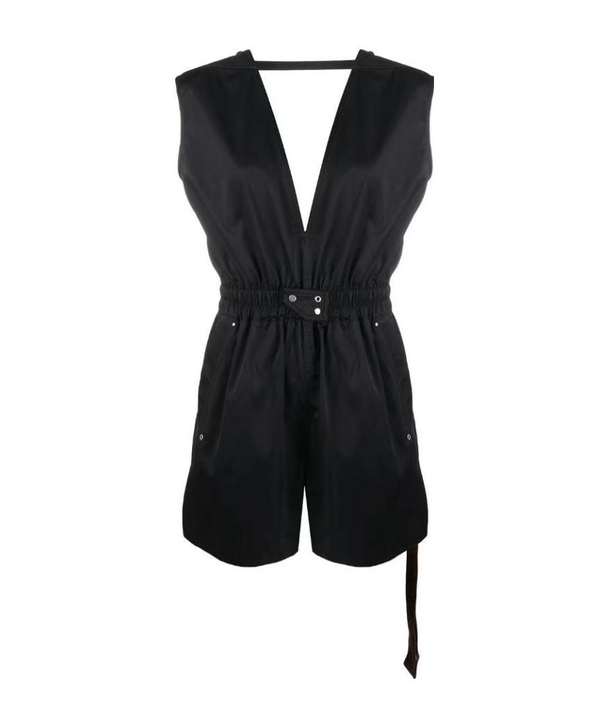Rick Owens Drkshdw Sleeveless Cotton Playsuit In Black