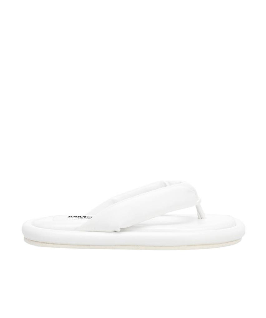 Mm6 Maison Margiela Padded Leather Flip-flops In White