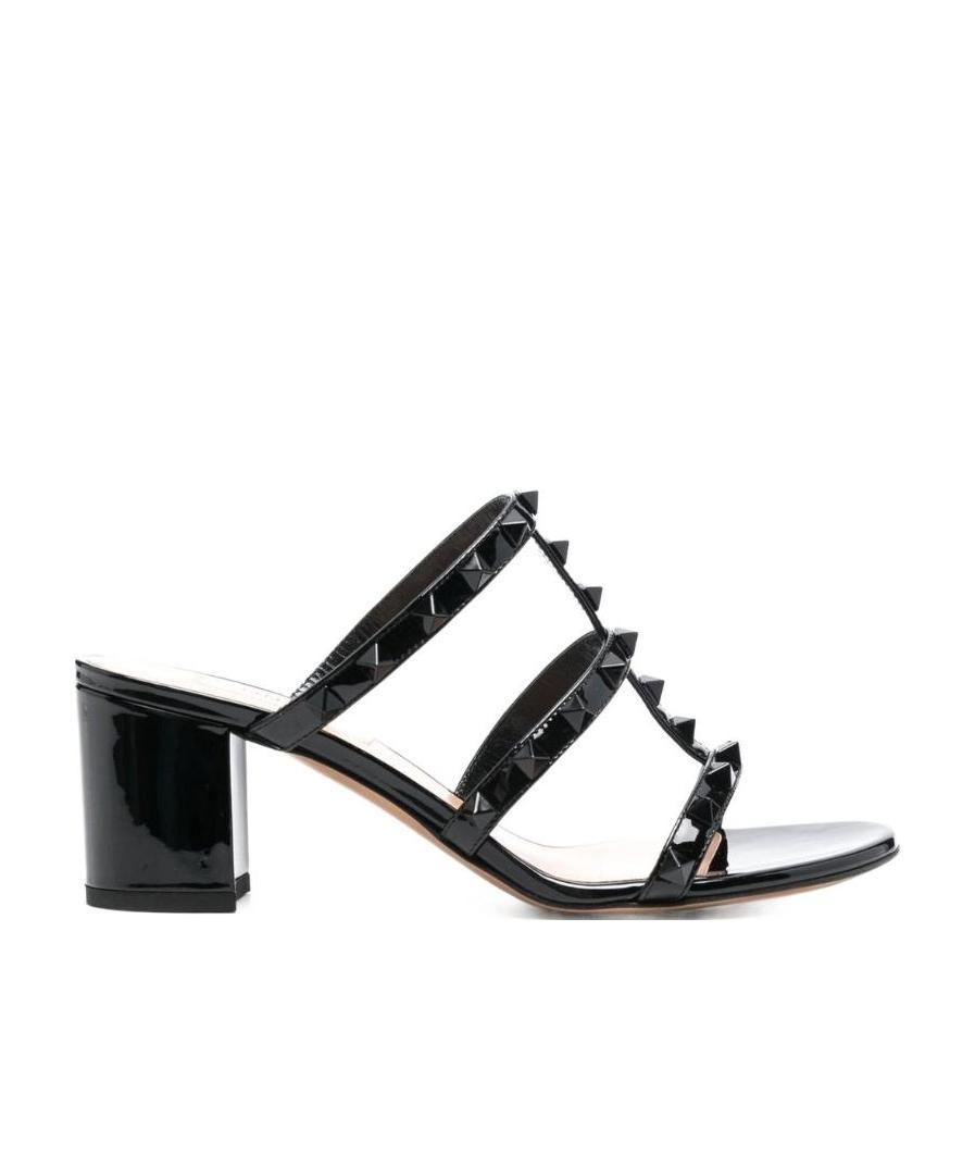 Shop Valentino Rockstud-embellished Leather Mules In Black