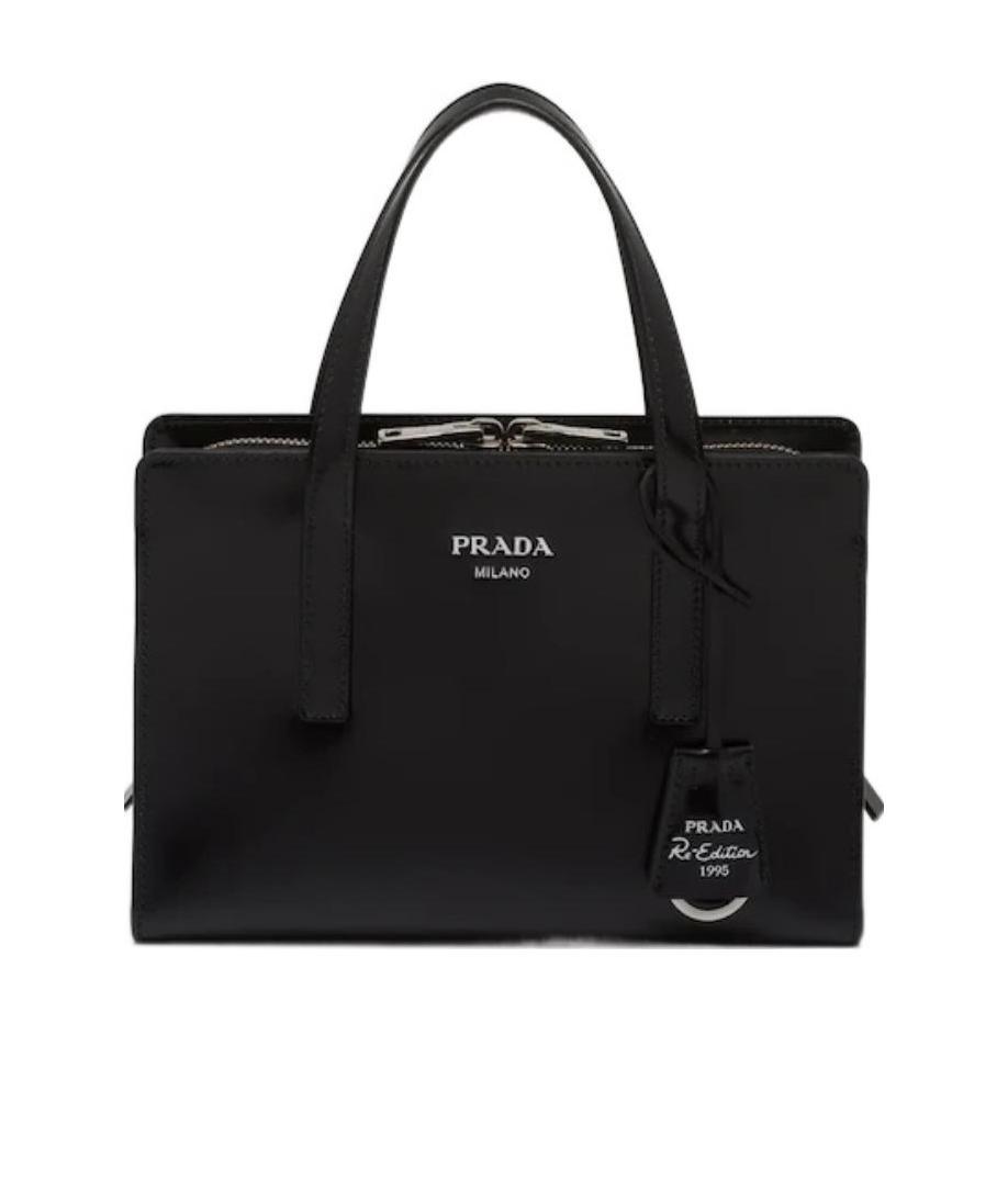 Shop Prada Re-edition 1995 Brushed-leather Mini Handbag In Black