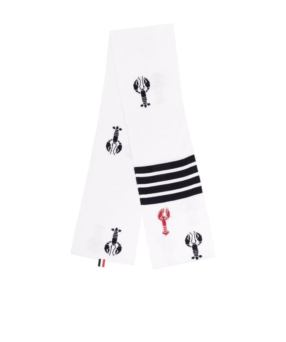 Thom Browne Lobster Intarsia-knit Scarf In White