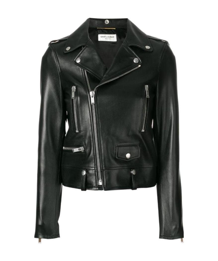 Saint Laurent Leather Jacket In Black