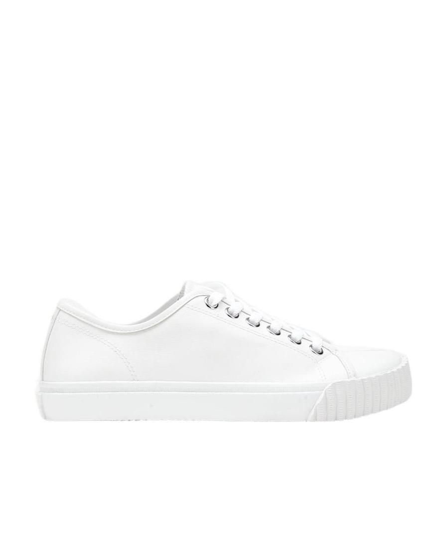Maison Margiela Minimalist White Low-top Sneakers With Split-toe Design In Animal Print