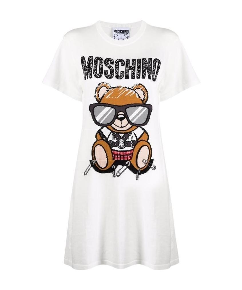 Moschino A Round-necked Logo Dress In White