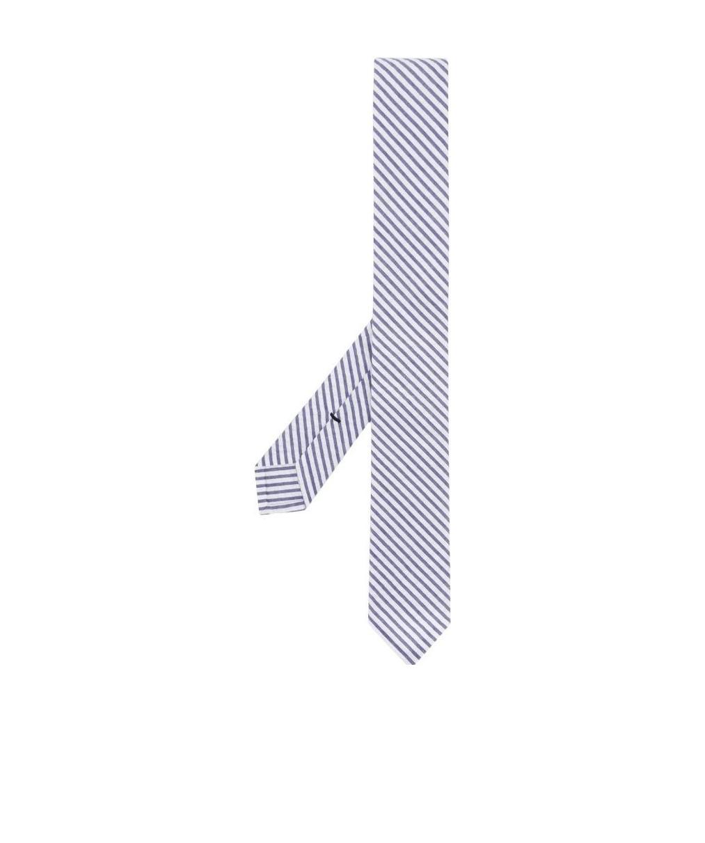 Thom Browne Striped Seersucker Tie In White