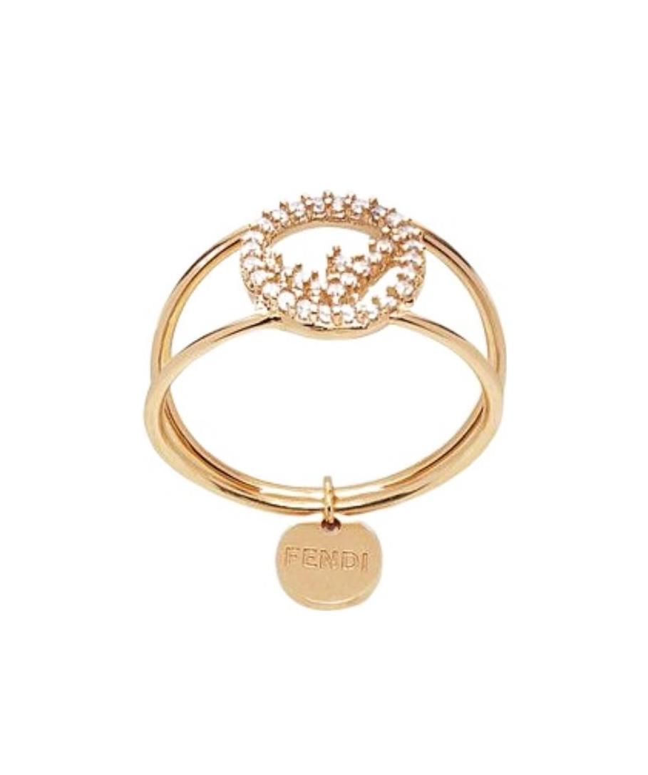 Fendi Crystal Detail Pendant Ring In Yellow