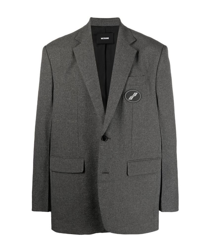 Shop We11 Done Logo-patch Notched-lapels Blazer In Black