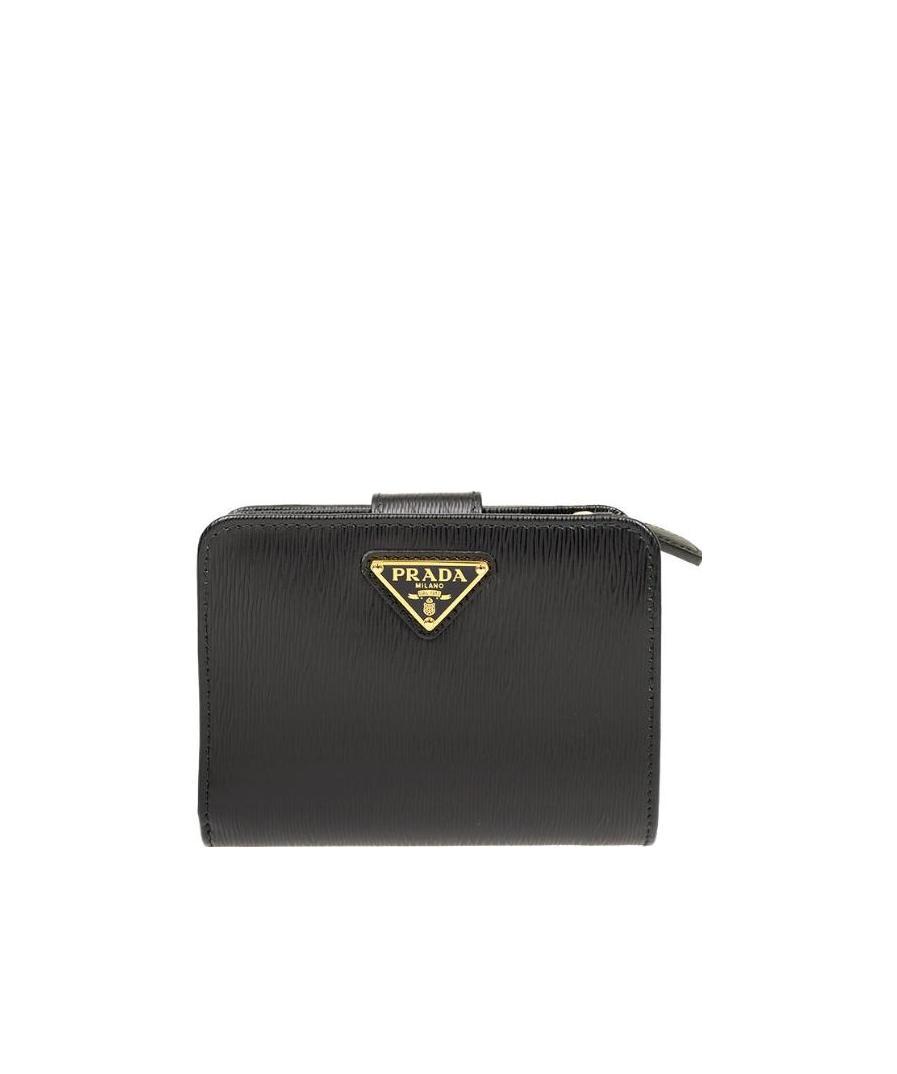 Prada Short Logo Wallet In Black
