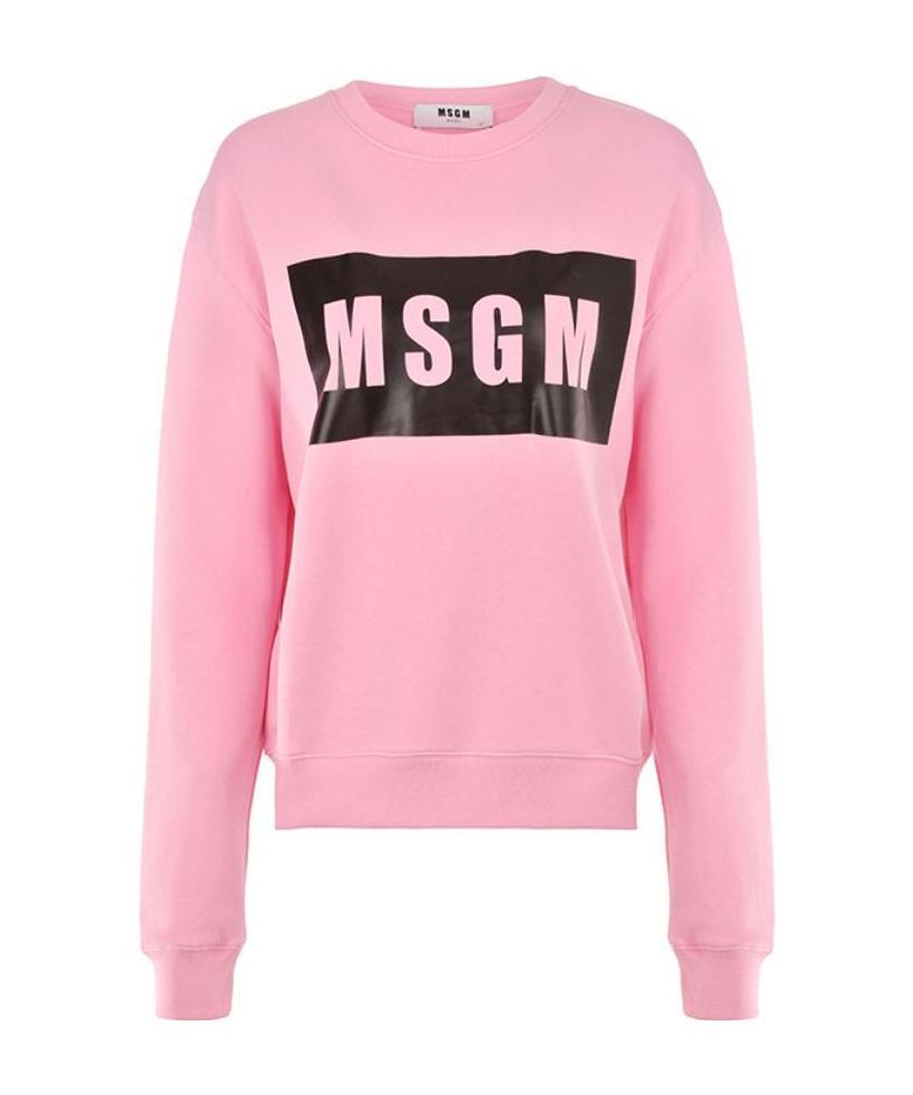 Msgm Logo Printed Sweater In Pink