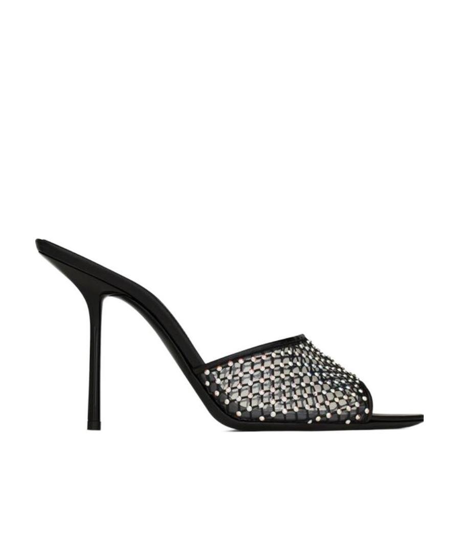 Saint Laurent Crystal-embellished Leather Mules In Black