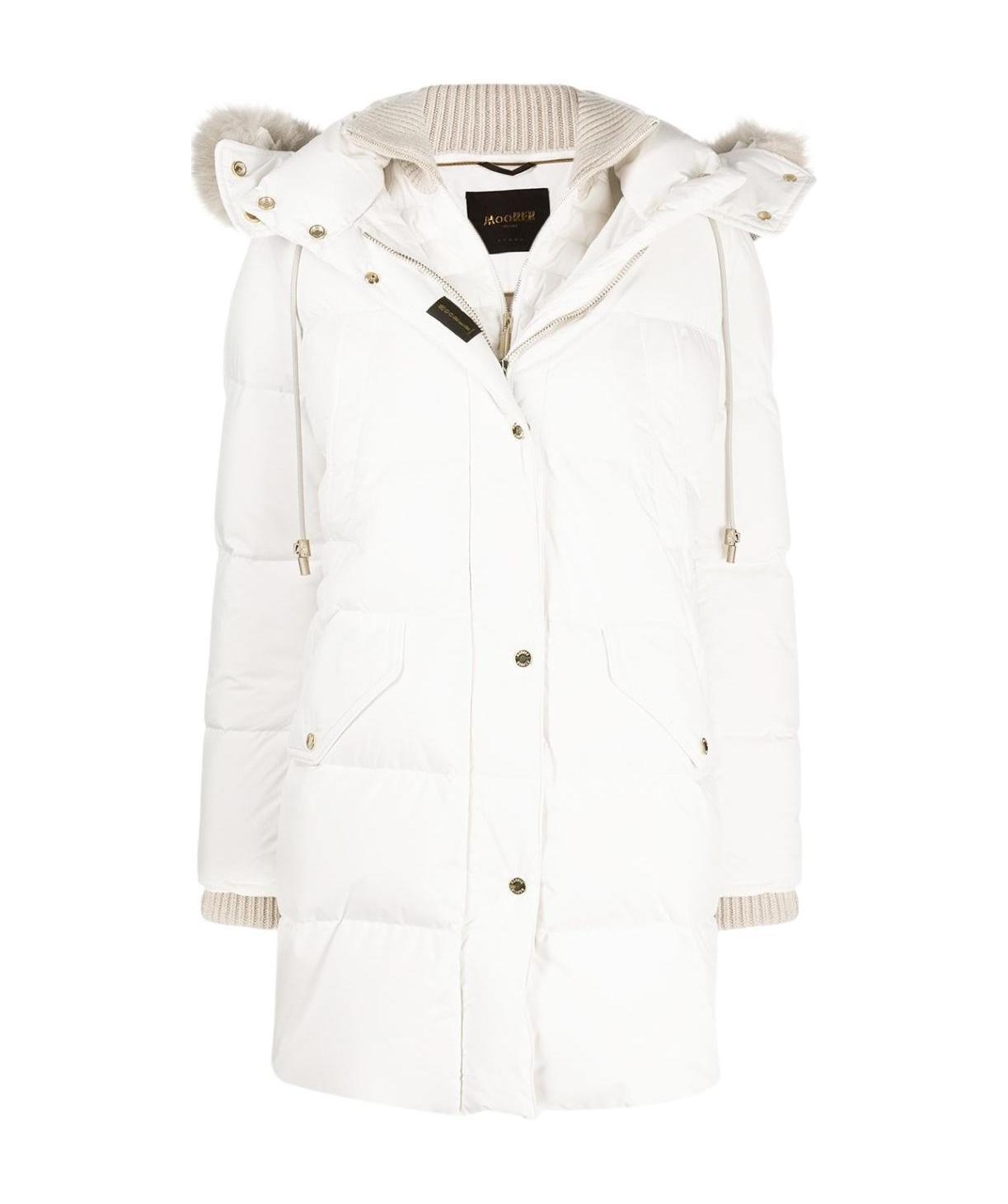 Moorer Long-sleeved Hooded Down Jacket In White