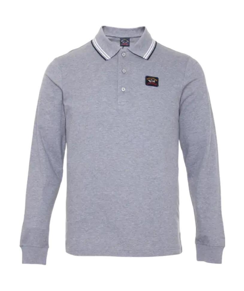 Paul & Shark Long-sleeved Polo Shirt In Gray