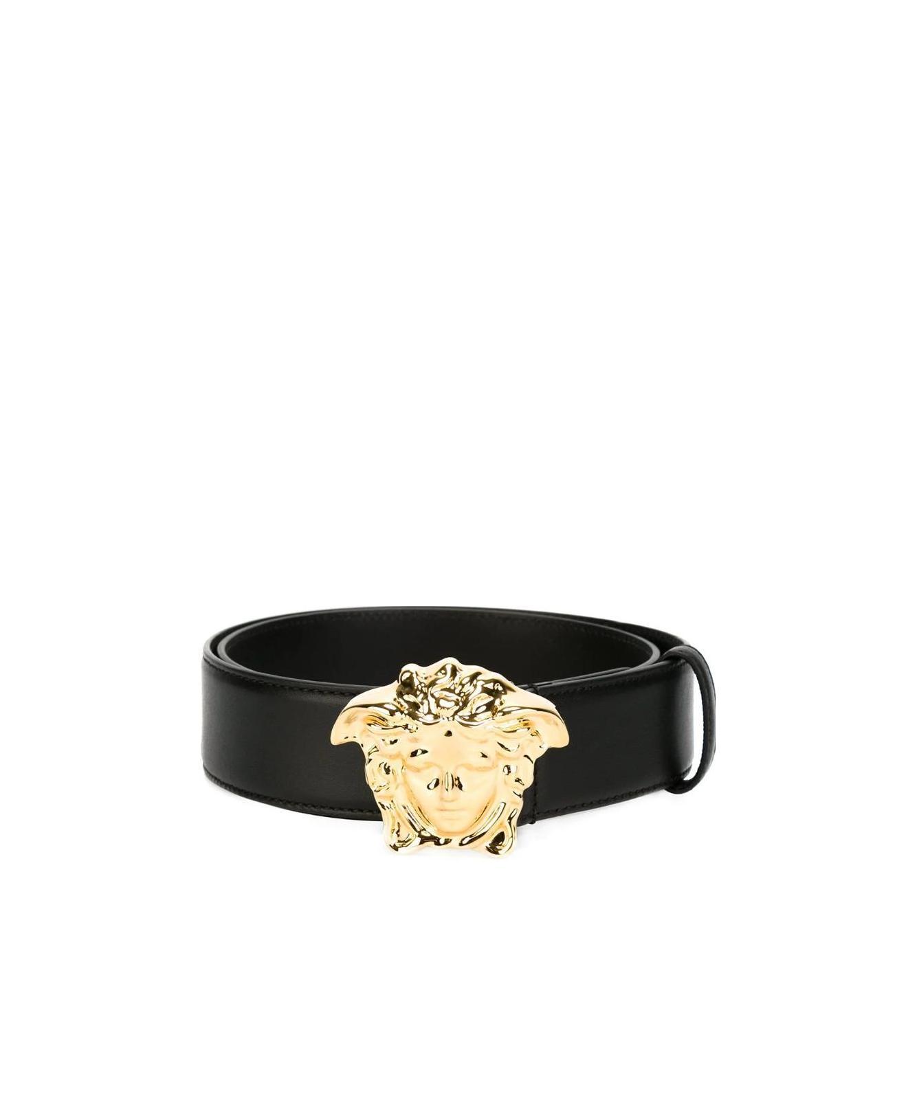 Shop Versace Medusa Motif Belt In Black