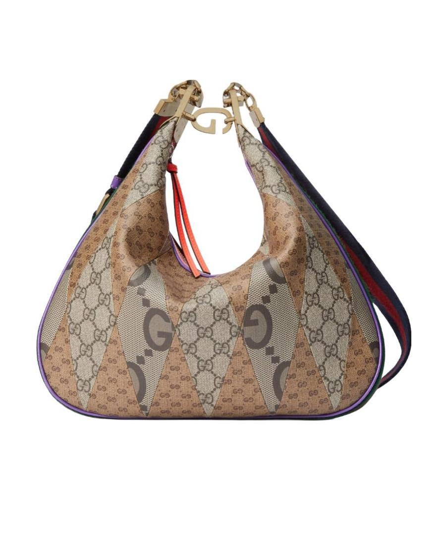 Gucci Patchwork Double-g Shoulder Bag In Nude