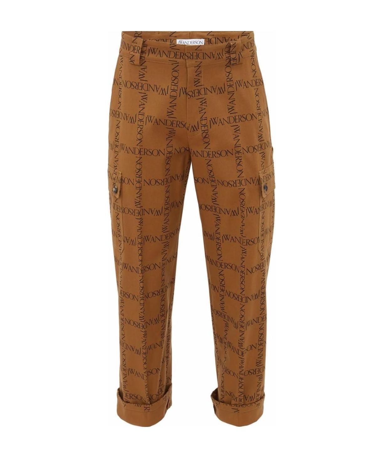Jw Anderson Logo-print Straight-leg Trousers In Brown