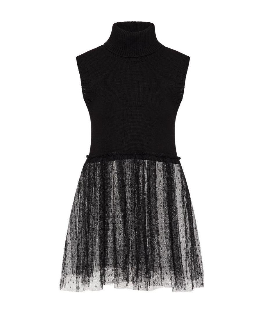 Red Valentino Mesh Tulle Knitted Pullover In Black