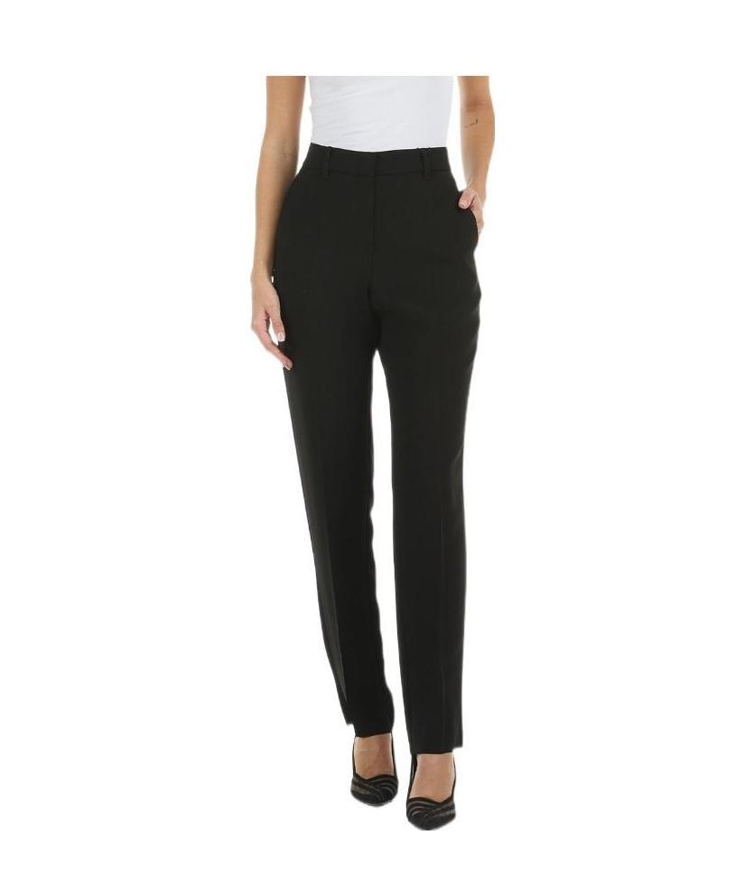 Shop Emporio Armani Pressed-crease Straight-leg Trousers In Black