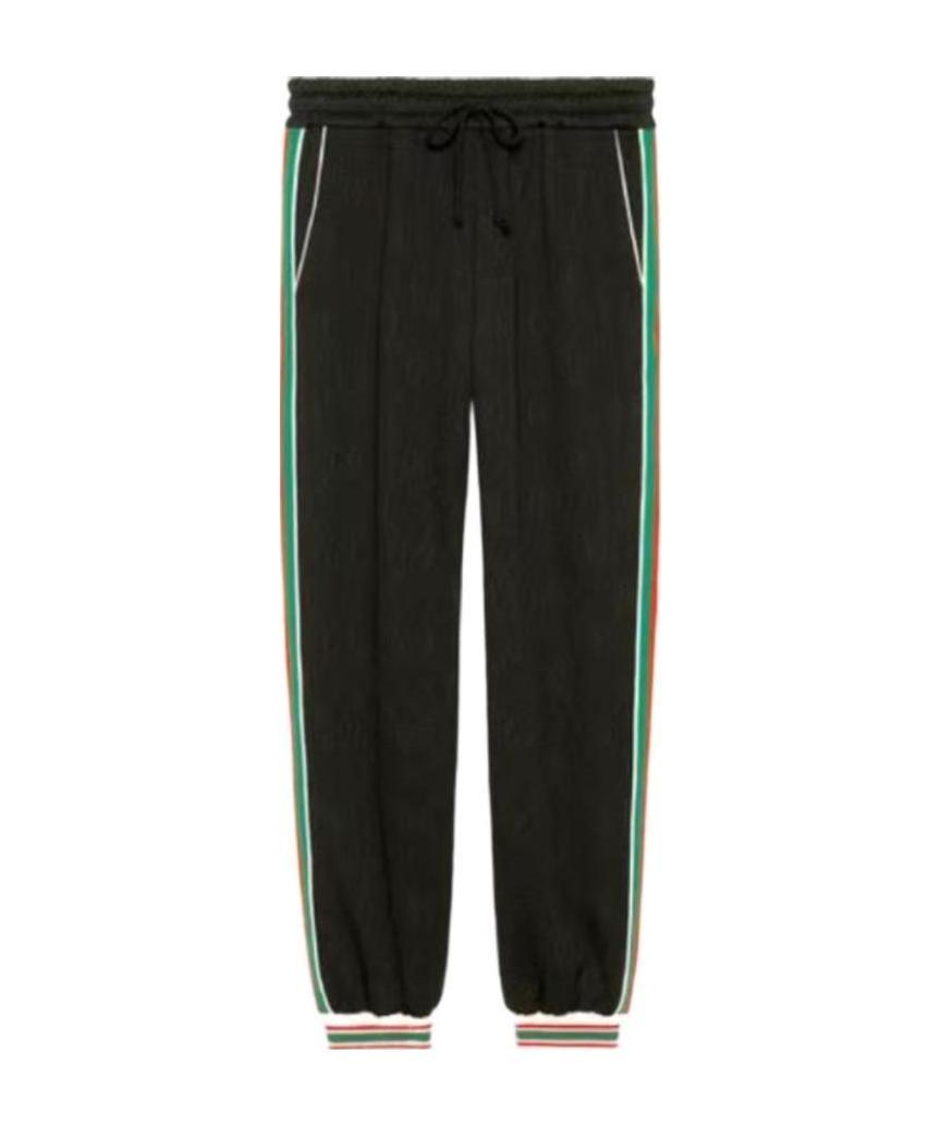 Gucci Classic Red Green Gg Knit Jogging Sports Pants Black