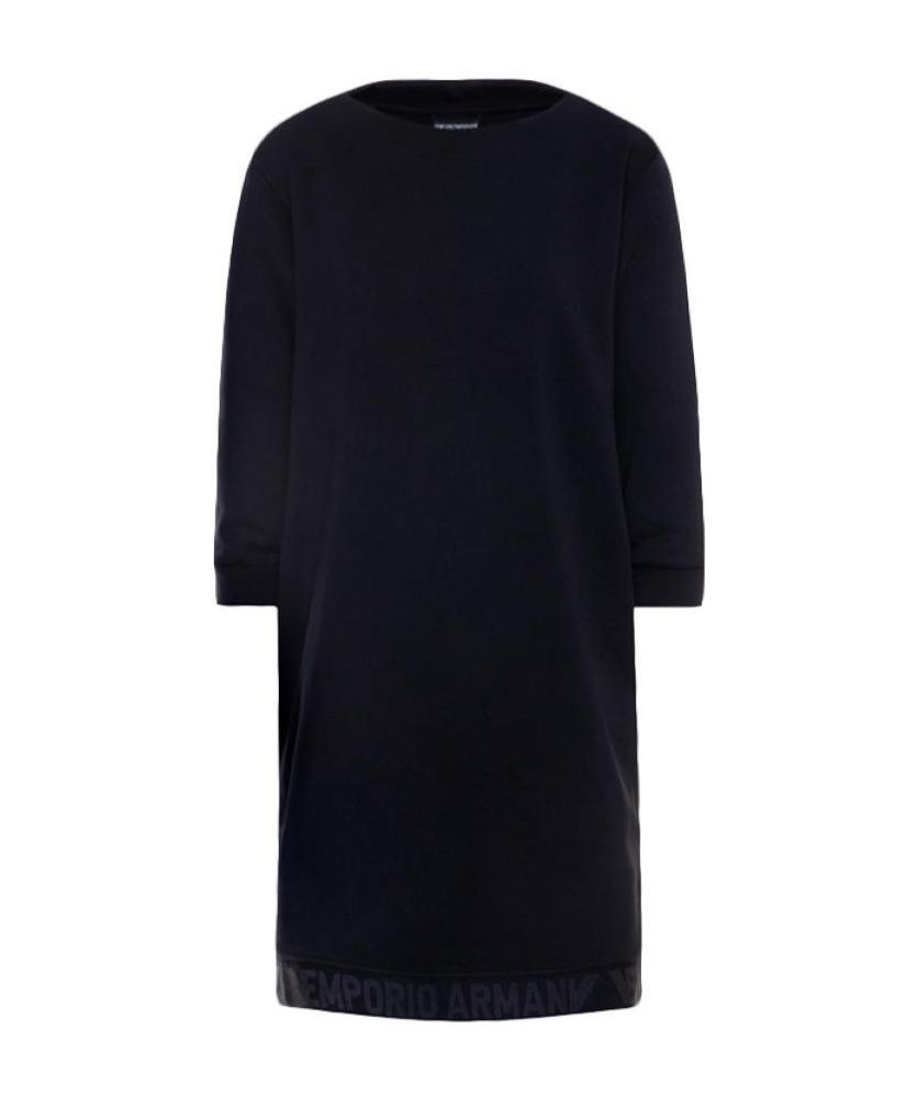 Emporio Armani Straight Tube Long-sleeved Dress In Black