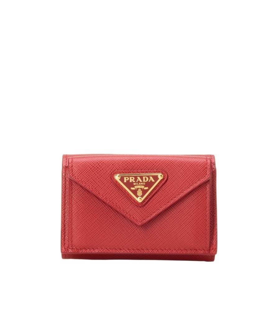 Prada Saffiano Leather Wallet In Red