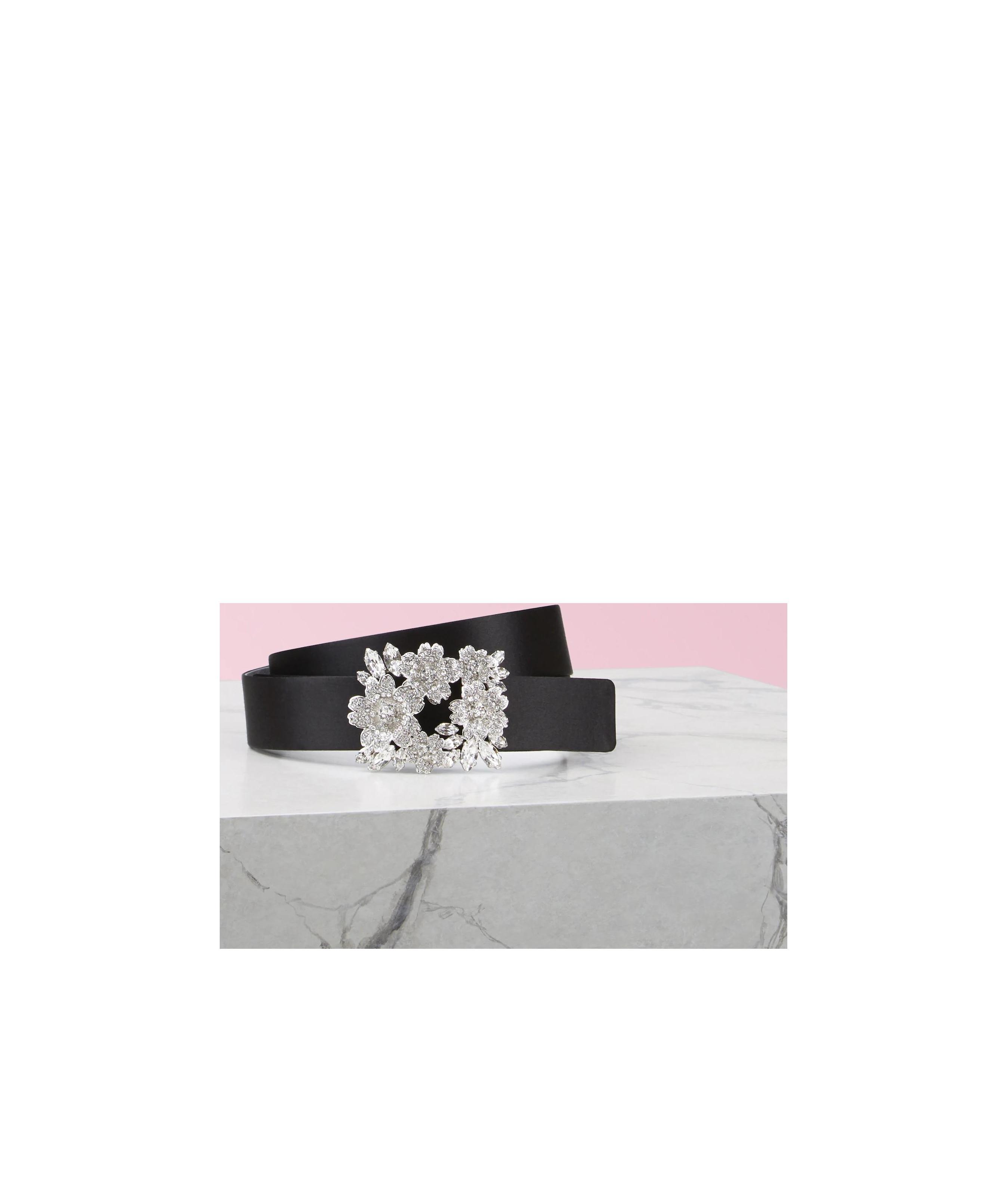 Roger Vivier Efflorescence-buckle Satin Belt In Black