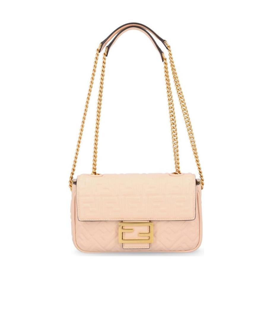 Fendi Logo-plaque Leather Bag In Pink