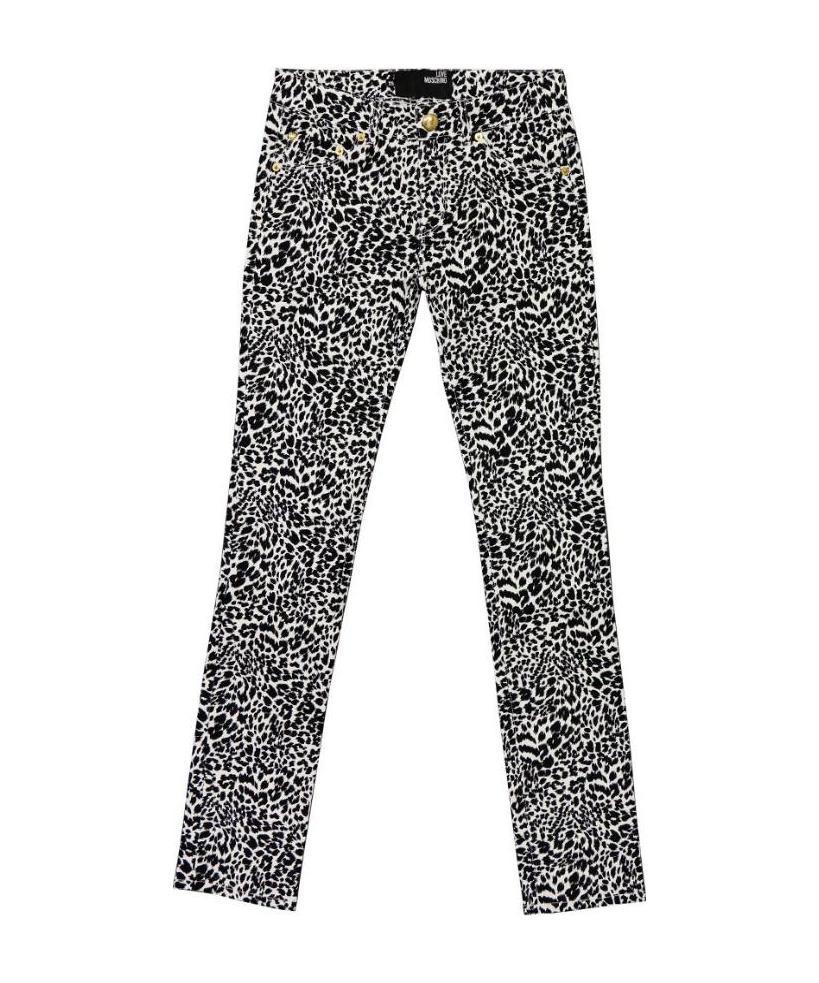 Moschino Leopard Print Jeans In Black