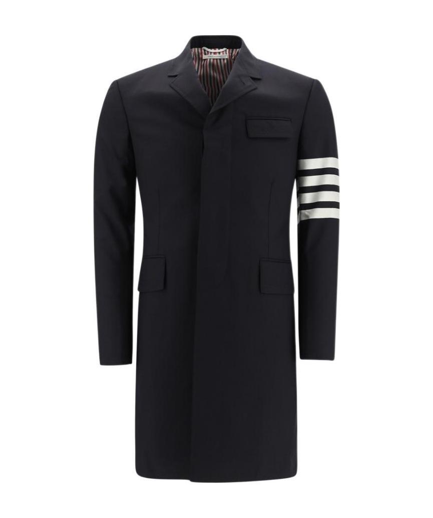 THOM BROWNE 4-BAR PLAIN WEAVE SUITING OVERCOAT