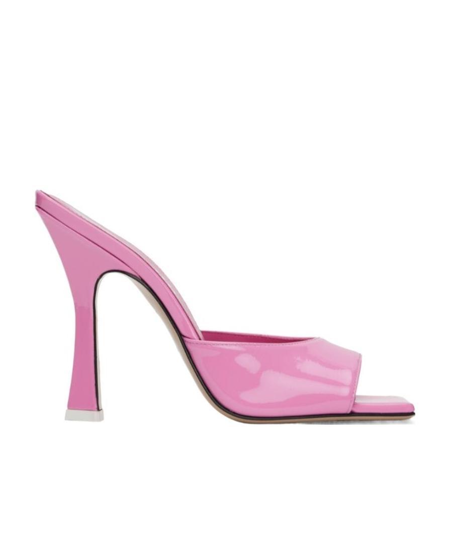 Attico Anais Sqaure Leather Heeled Mules In Pink