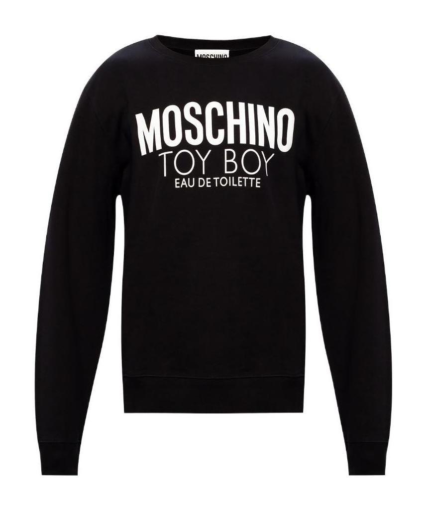 Moschino Crystal Logo Sweatshirt In Black In Black