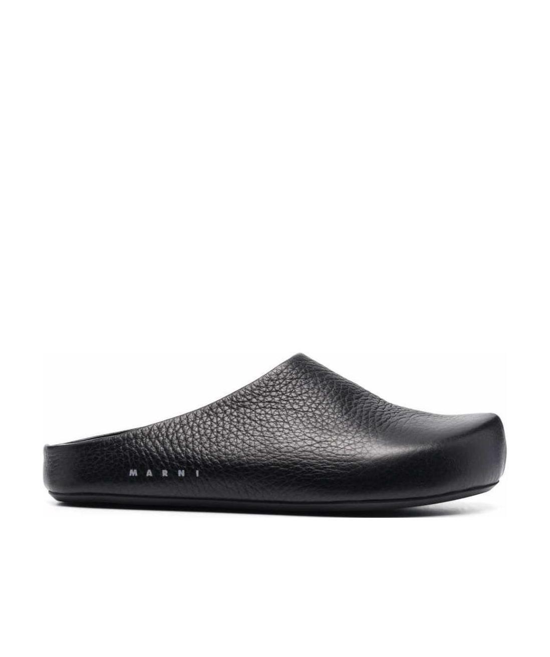 Marni Textured-leather Clog Slippers In Black