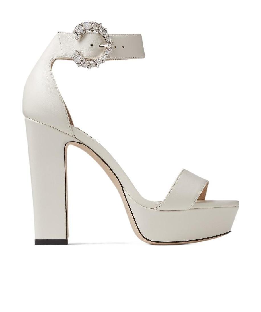Jimmy Choo White Mionne 120 Leather Platform Sandals In White
