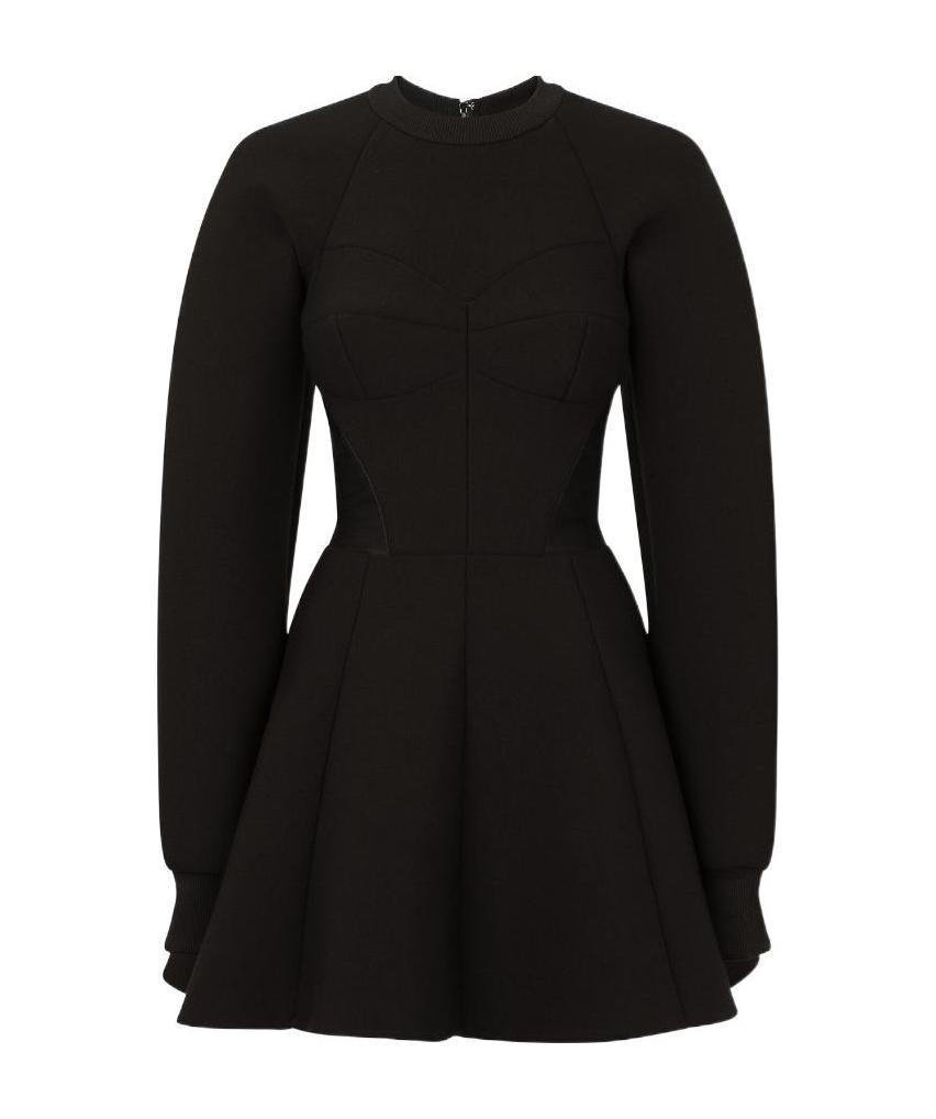 Dolce & Gabbana Technical Jersey Dress With Bustier Details In Black