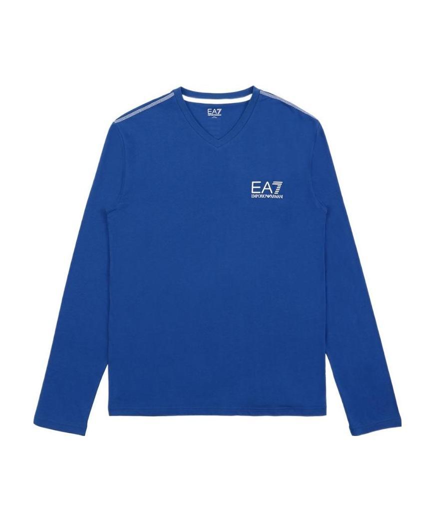 Ea7 Round Collar Logo T-shirt In Blue