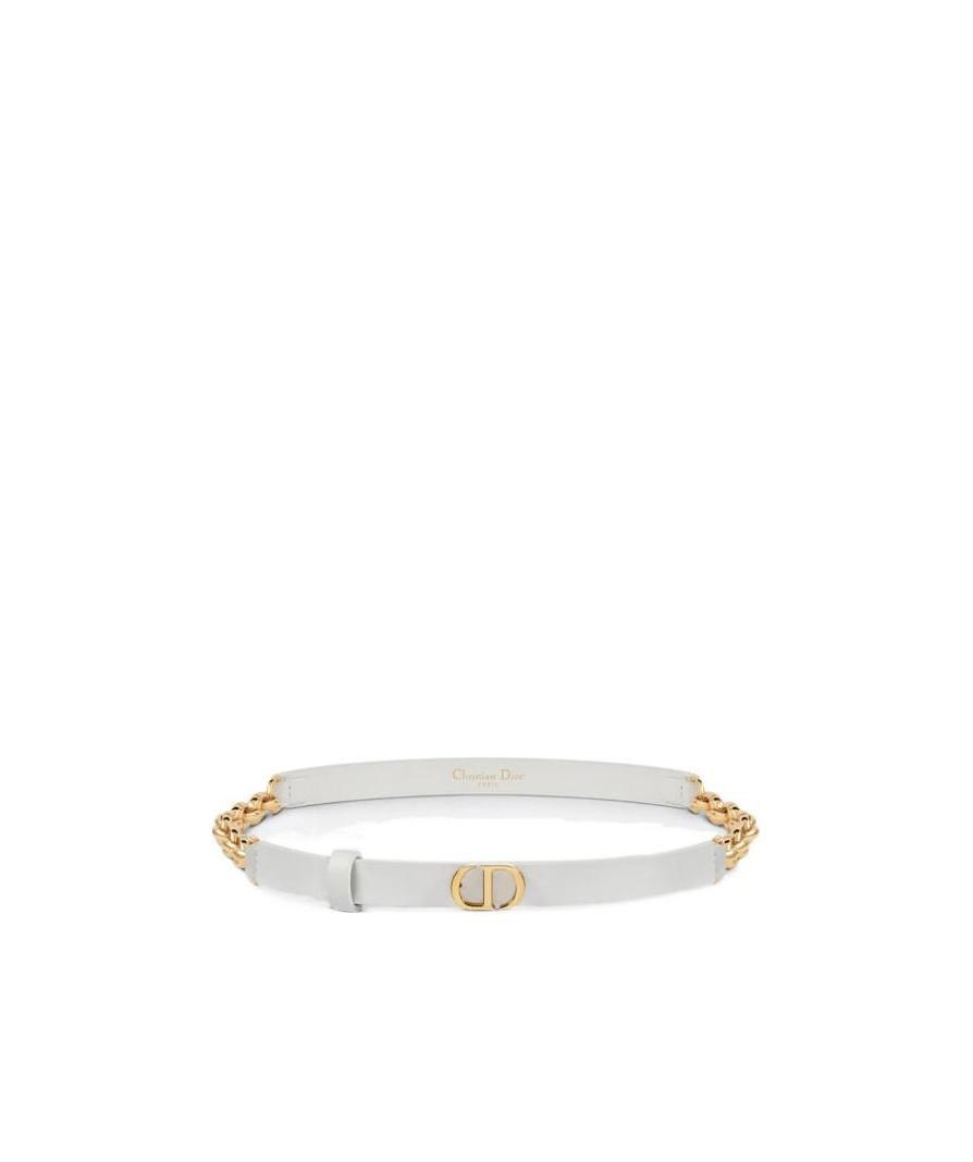 Dior Caro Buckle Belt In White
