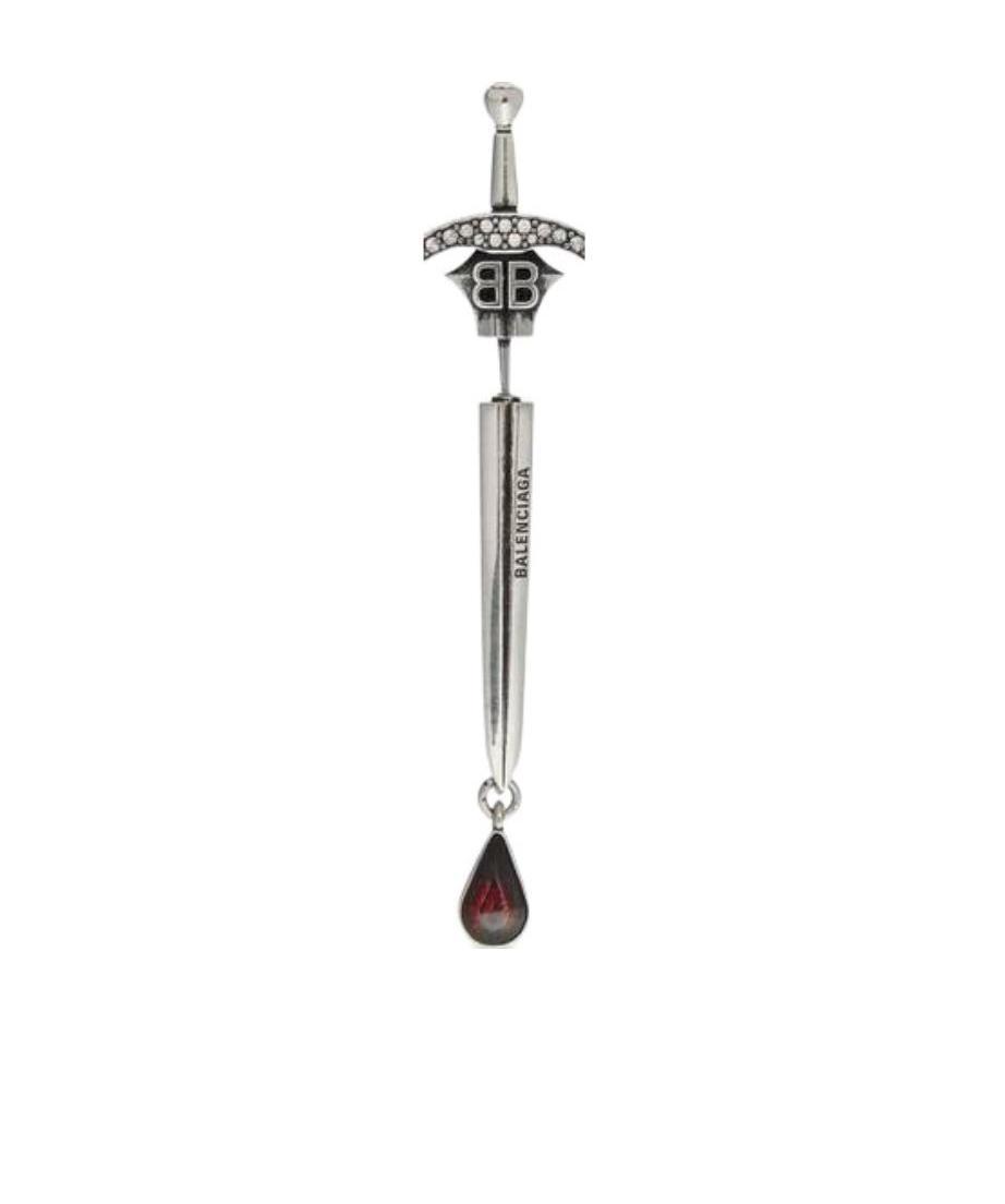 Balenciaga Sword-charm Detail Earring In Gray
