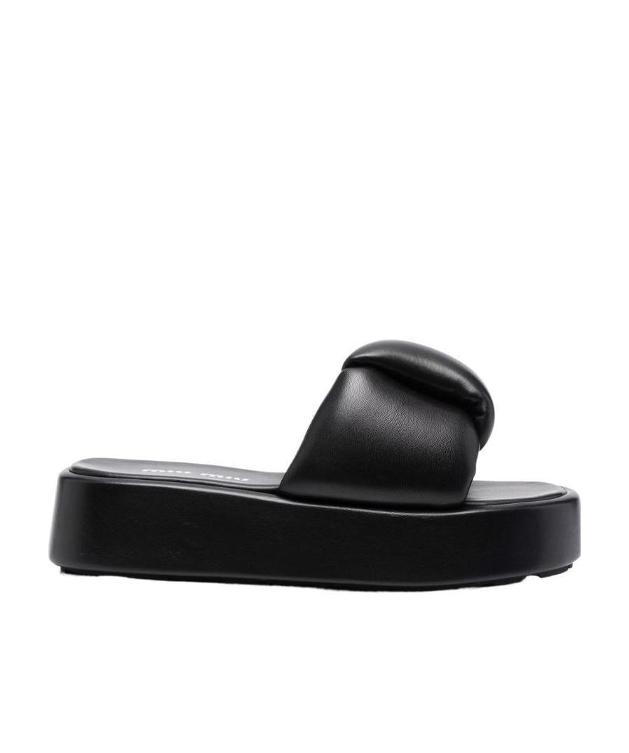 Miu Miu Logo Slippers In Black