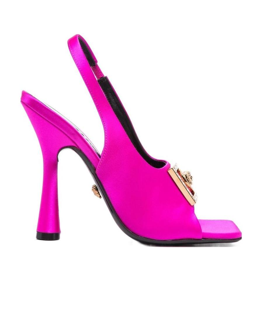 Versace Medusa Plaque Heeled Sandals In Pink