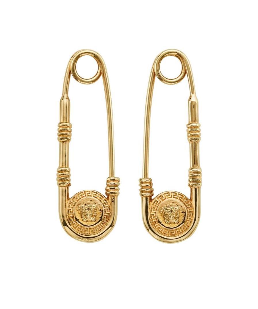 Versace Safety Pin-detail Earrings In Yellow