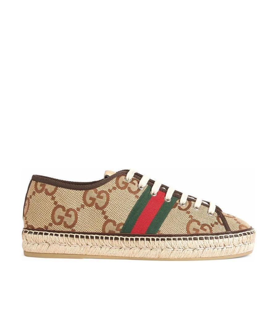 Gucci Jumbo Gg Lace-up Espadriles In Nude